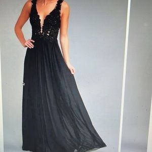 Sherri Hill Black Full Length Long Prom Formal w/ Sequined Top Dress Size 10